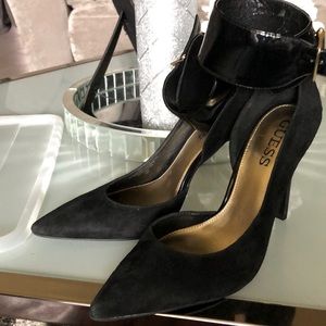 Black Suede Ankle Cuff Pump